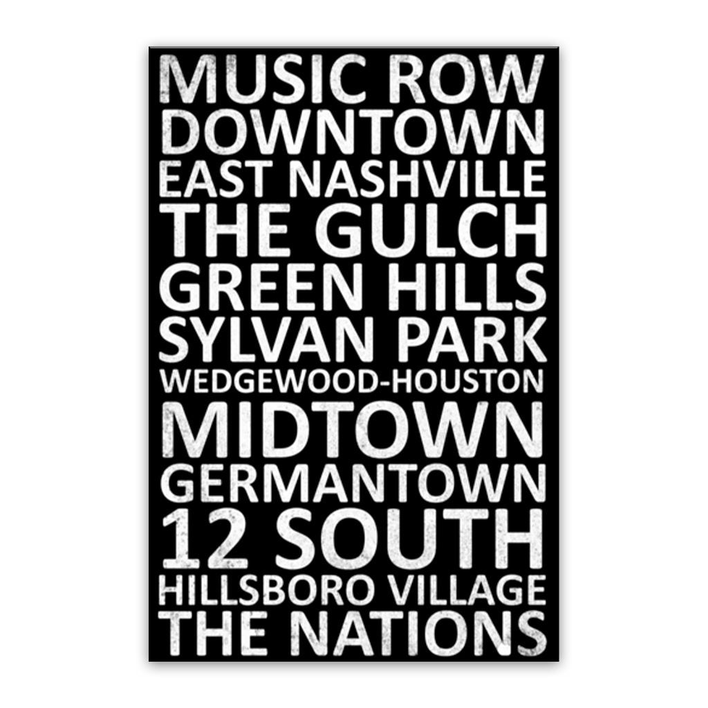Nashville Neighborhood Canvas Wall Art Print - Black