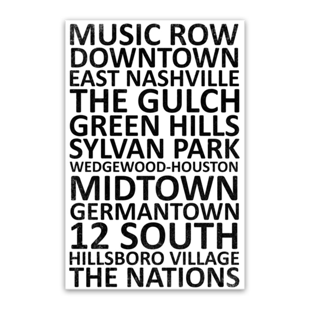 Nashville Neighborhood Canvas Wall Art Print - White