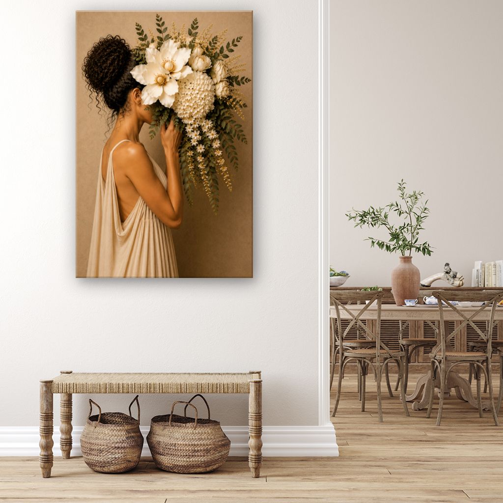 Nicole With Flowers Canvas Wall Art Print