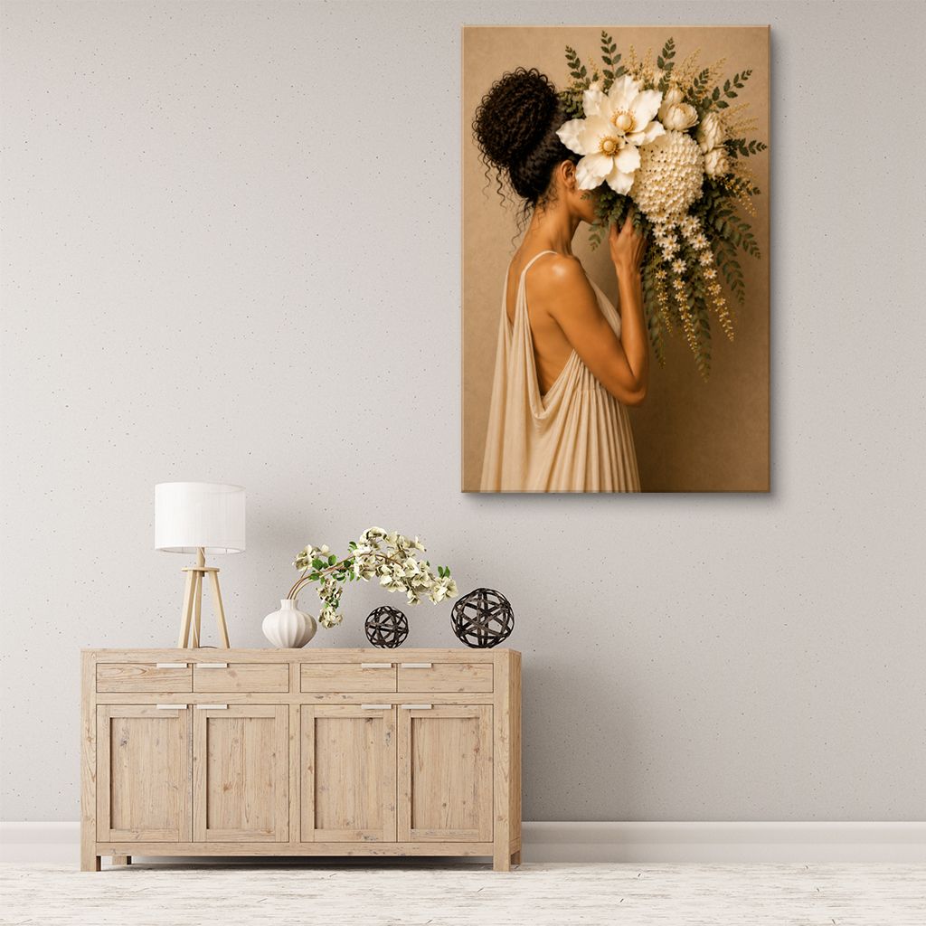 Nicole With Flowers Canvas Wall Art Print