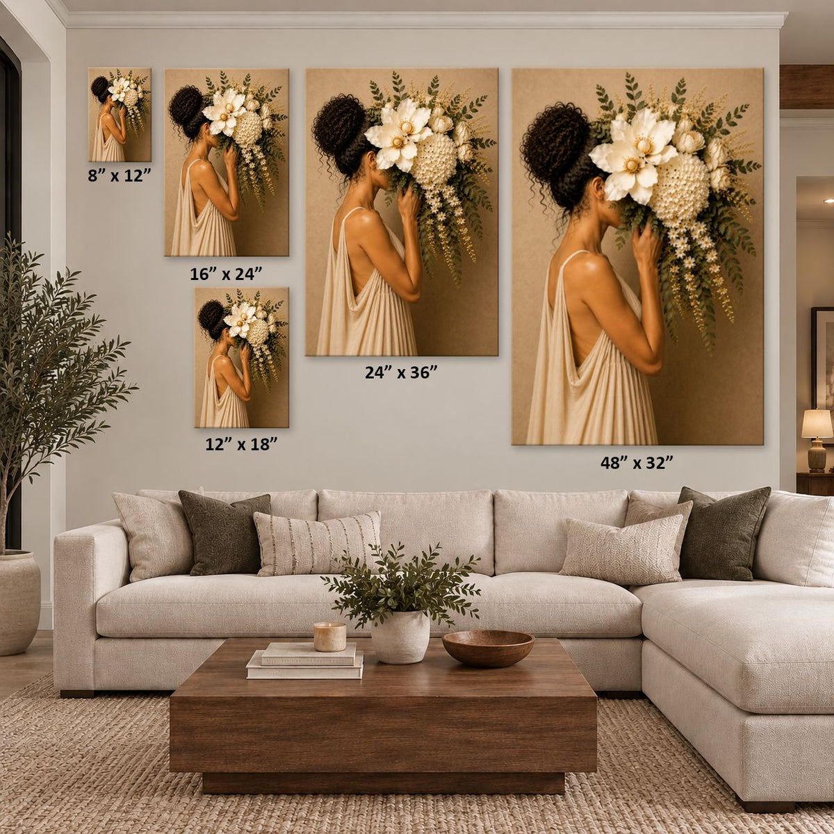 Nicole With Flowers Canvas Wall Art Print