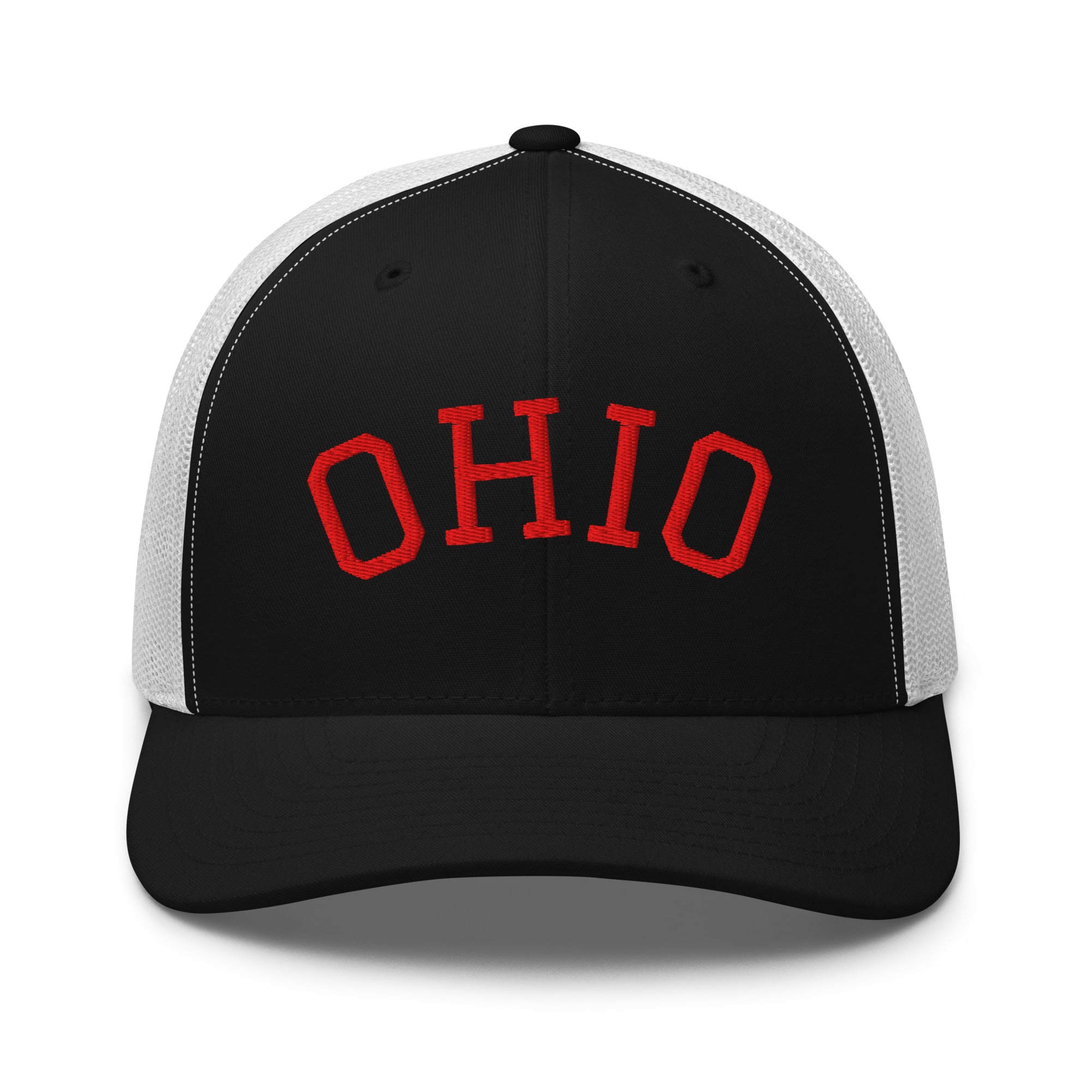 Red Curved Ohio Trucker Hat