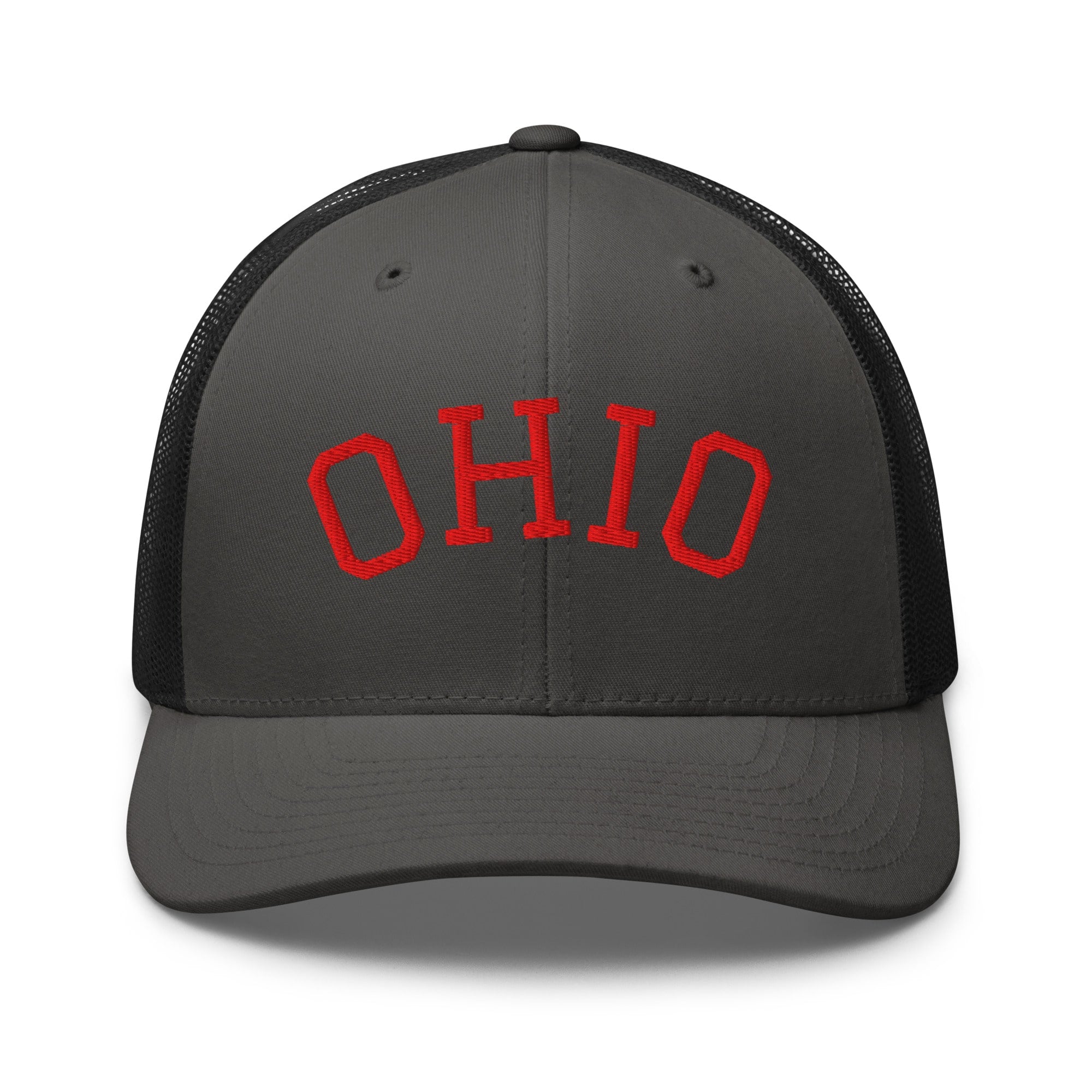 Red Curved Ohio Trucker Hat