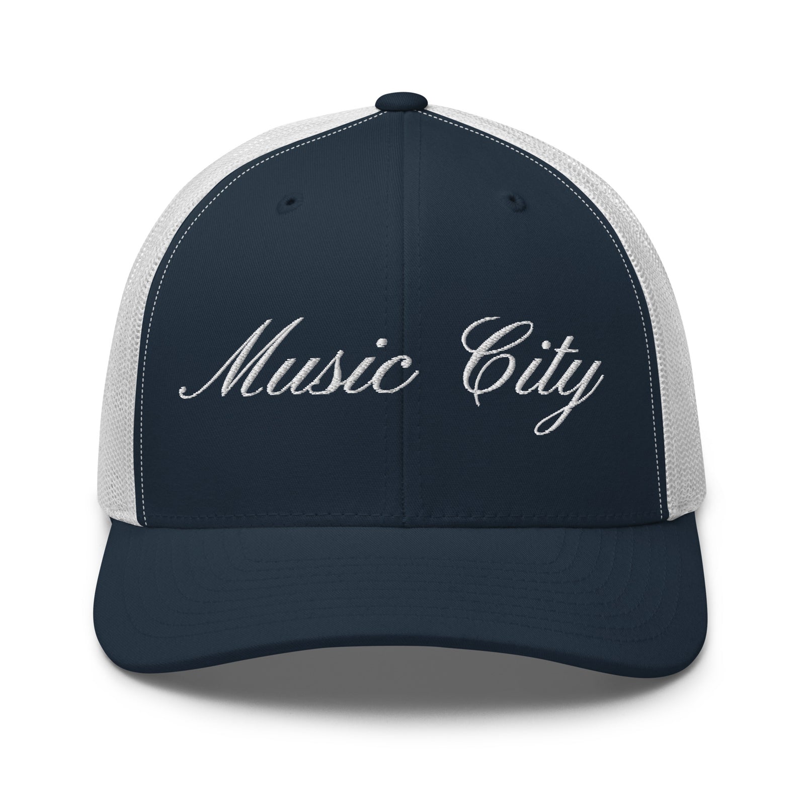 Music City White Script Trucker Cap