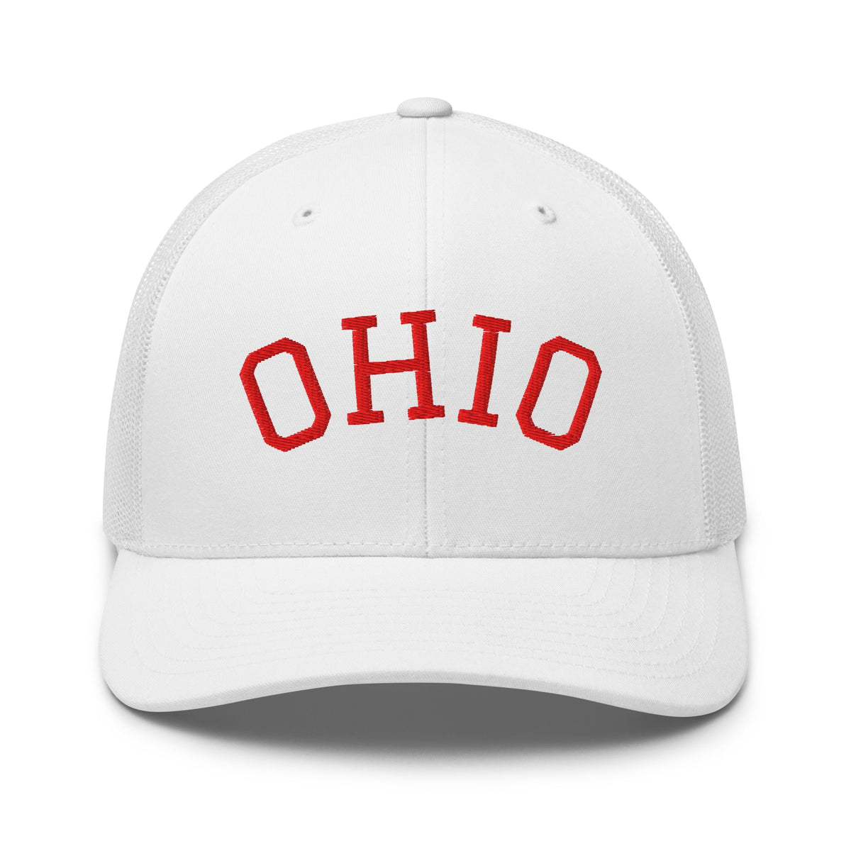 Red Curved Ohio Trucker Hat