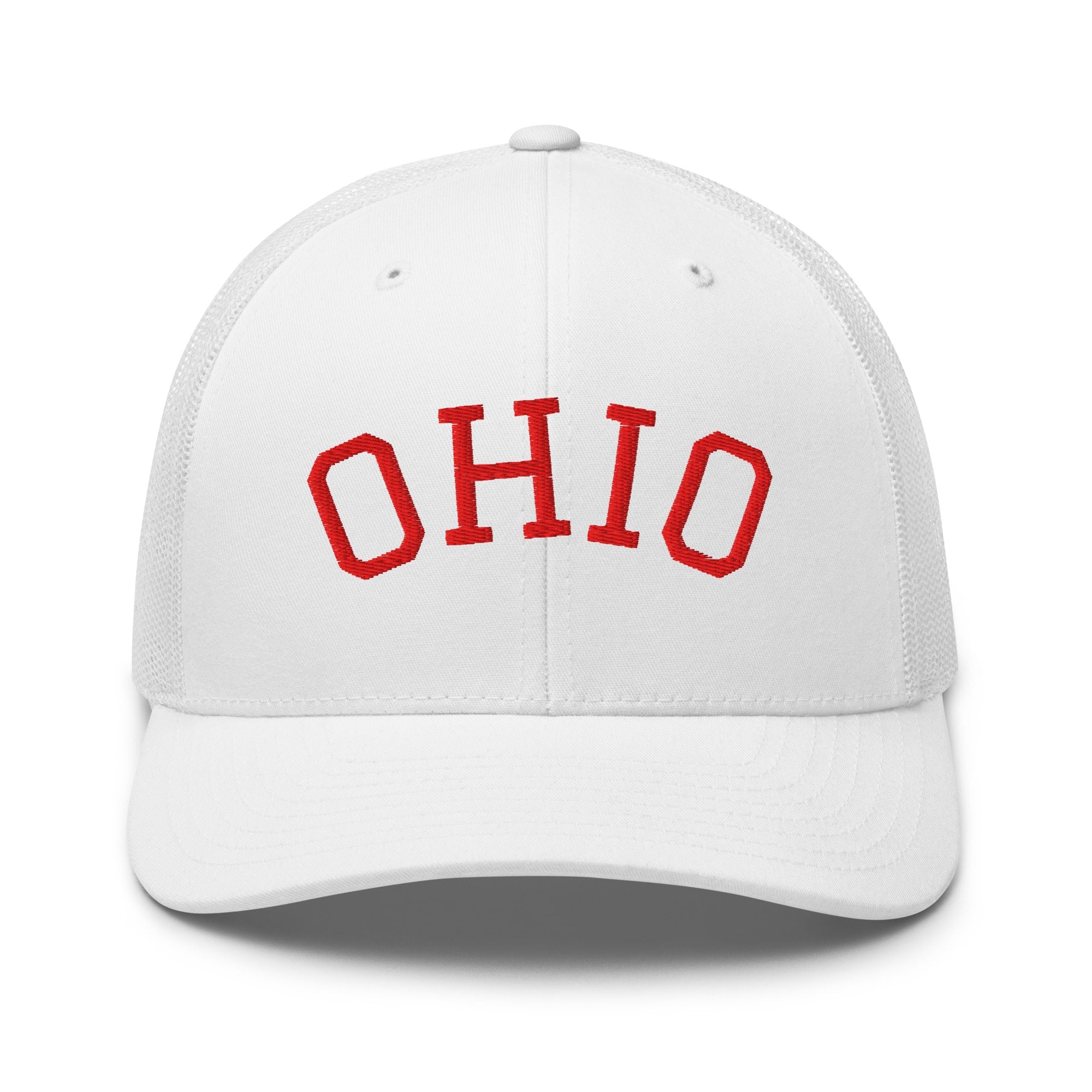 Red Curved Ohio Trucker Hat