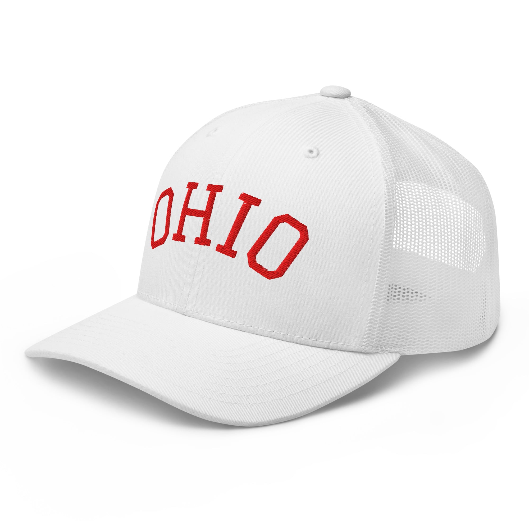Red Curved Ohio Trucker Hat