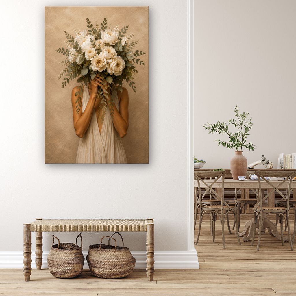 Samantha With Flowers Canvas Wall Art Print