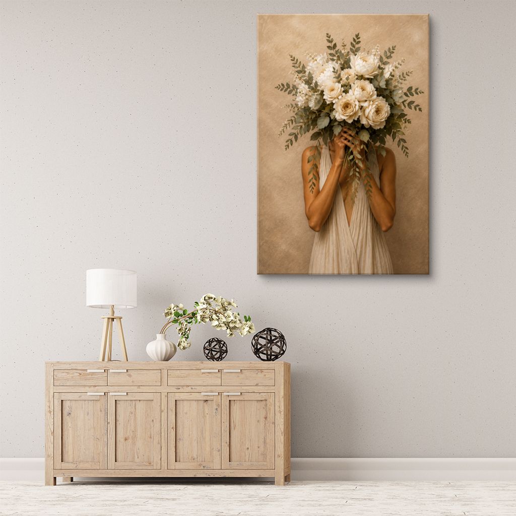 Samantha With Flowers Canvas Wall Art Print