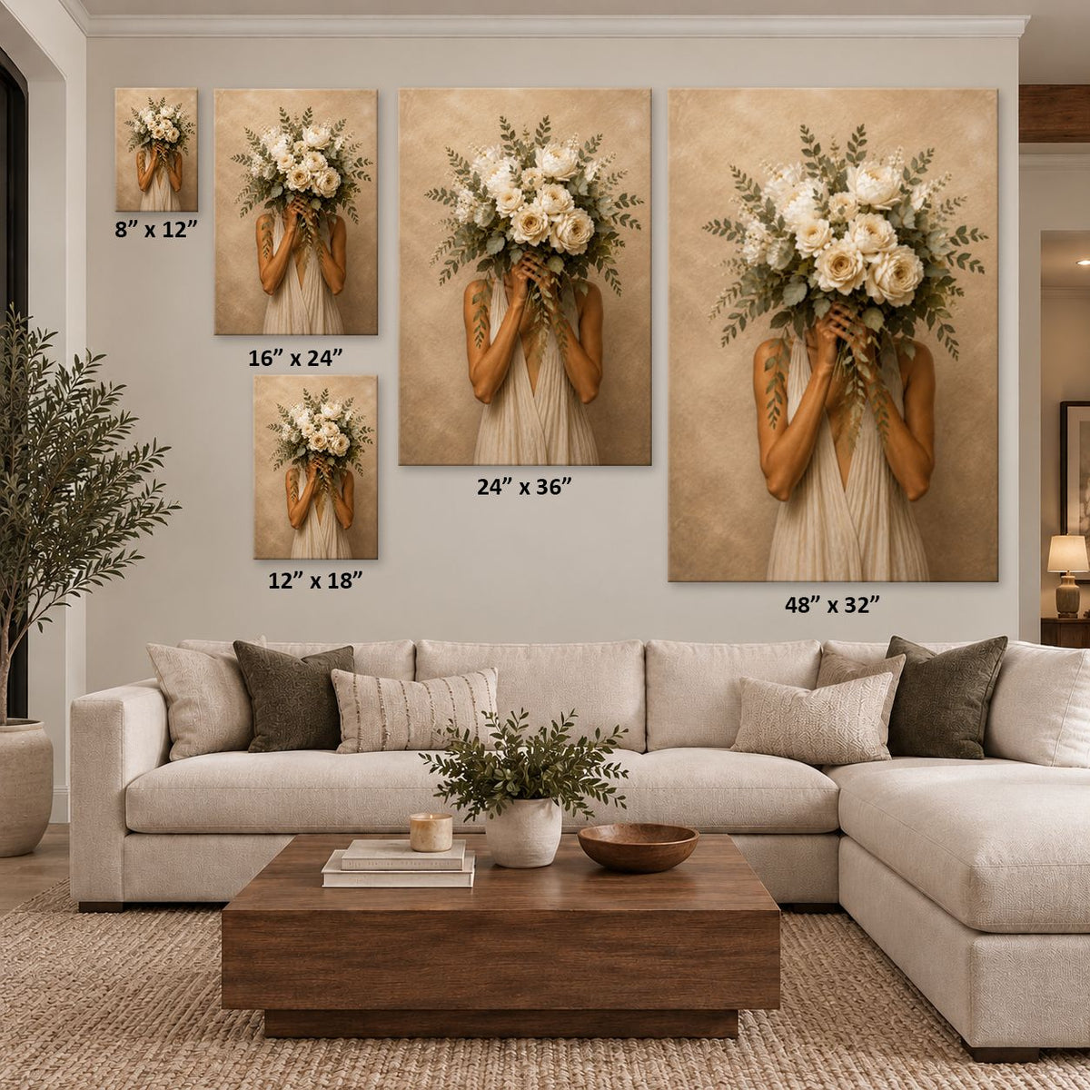 Samantha With Flowers Canvas Wall Art Print
