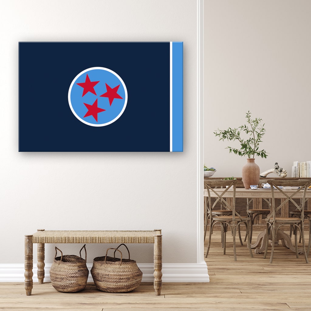Navy & Teal Tennessee Flag Canvas Wall Art Print