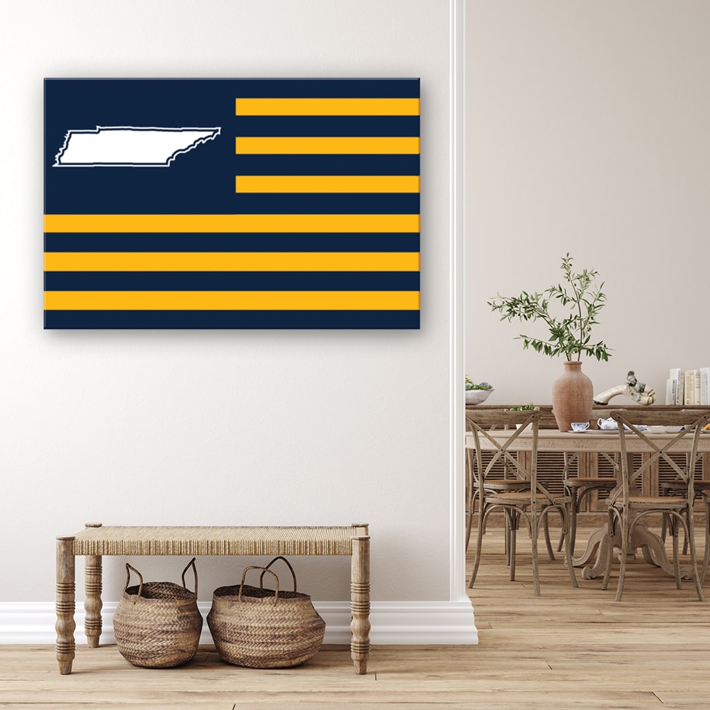 Navy and Yellow Tennessee American Flag Canvas Wall Art Print
