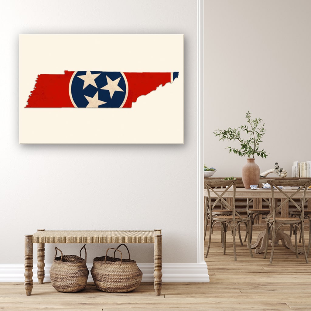 Distressed Tennessee Flag Silhouette Canvas Wall Art Print