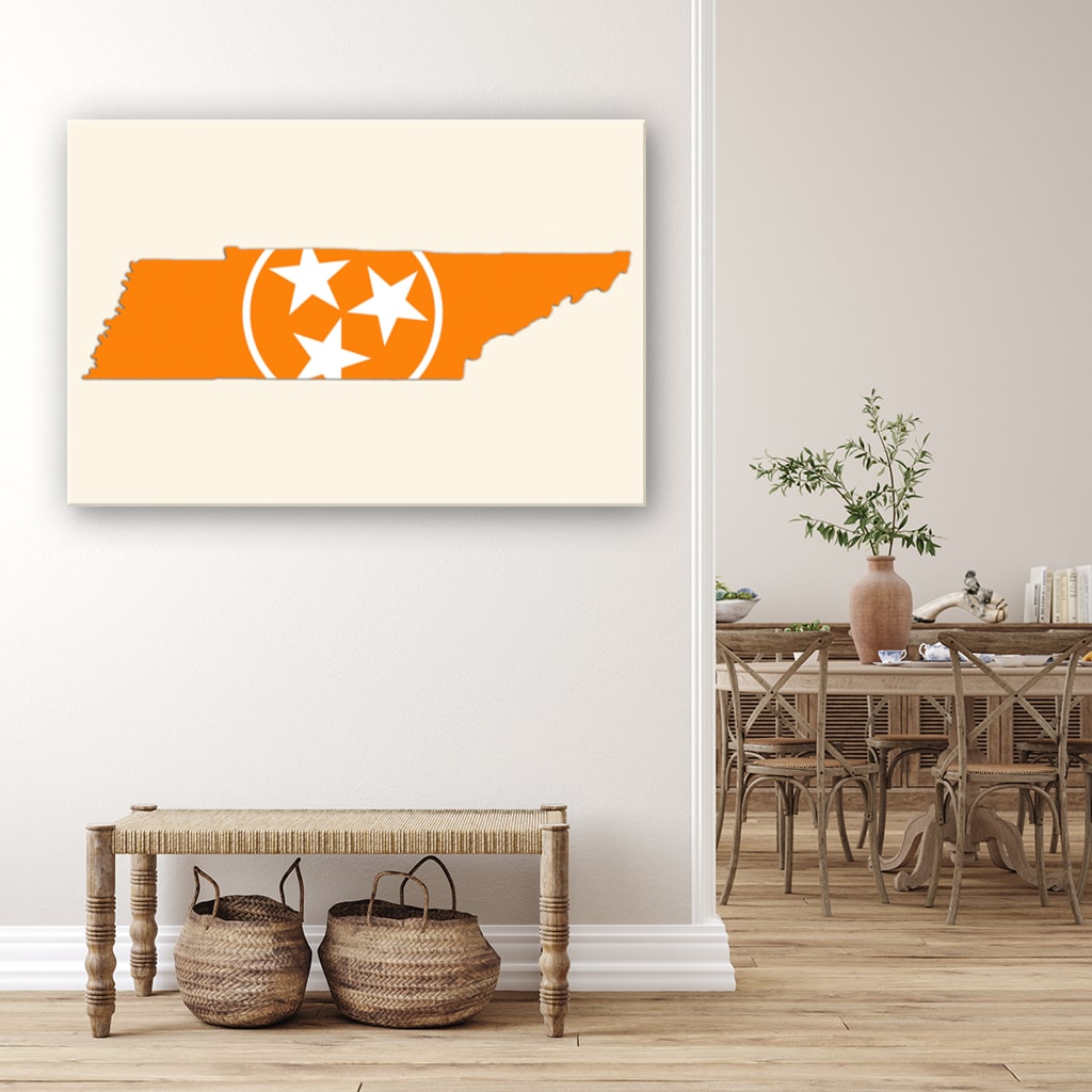 Orange & White Tennessee Flag Silhouette Canvas Wall Art Print