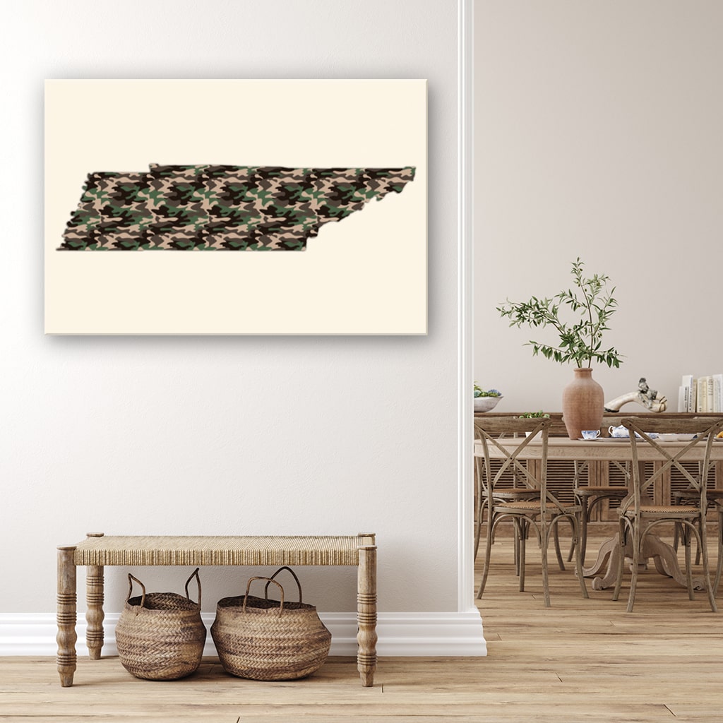 Tennessee Woodland Camo Silhouette Canvas Wall Art Print