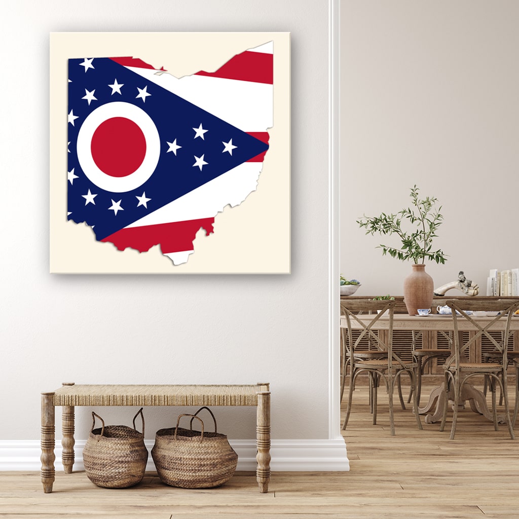 Ohio Flag Silhouette Canvas Wall Art Print