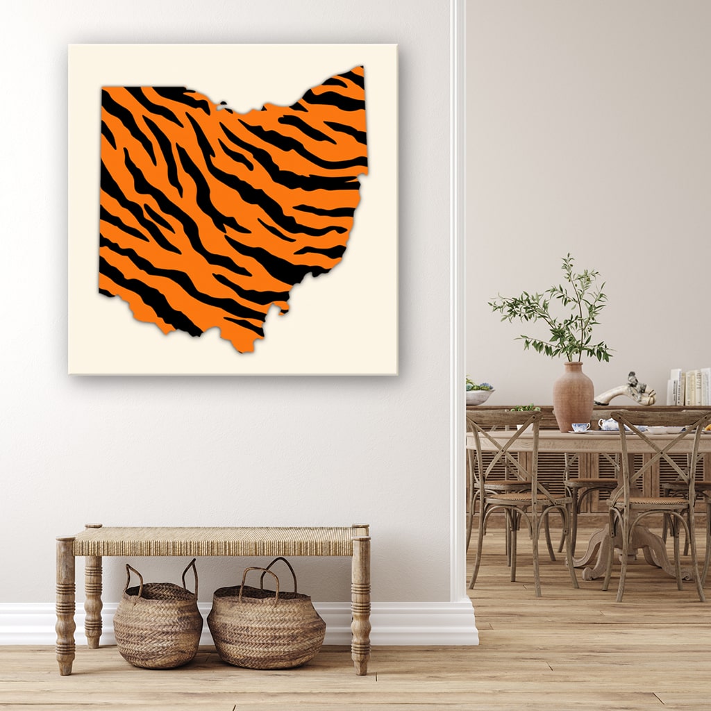 Ohio Tiger Stripe Silhouette Canvas Wall Art Print