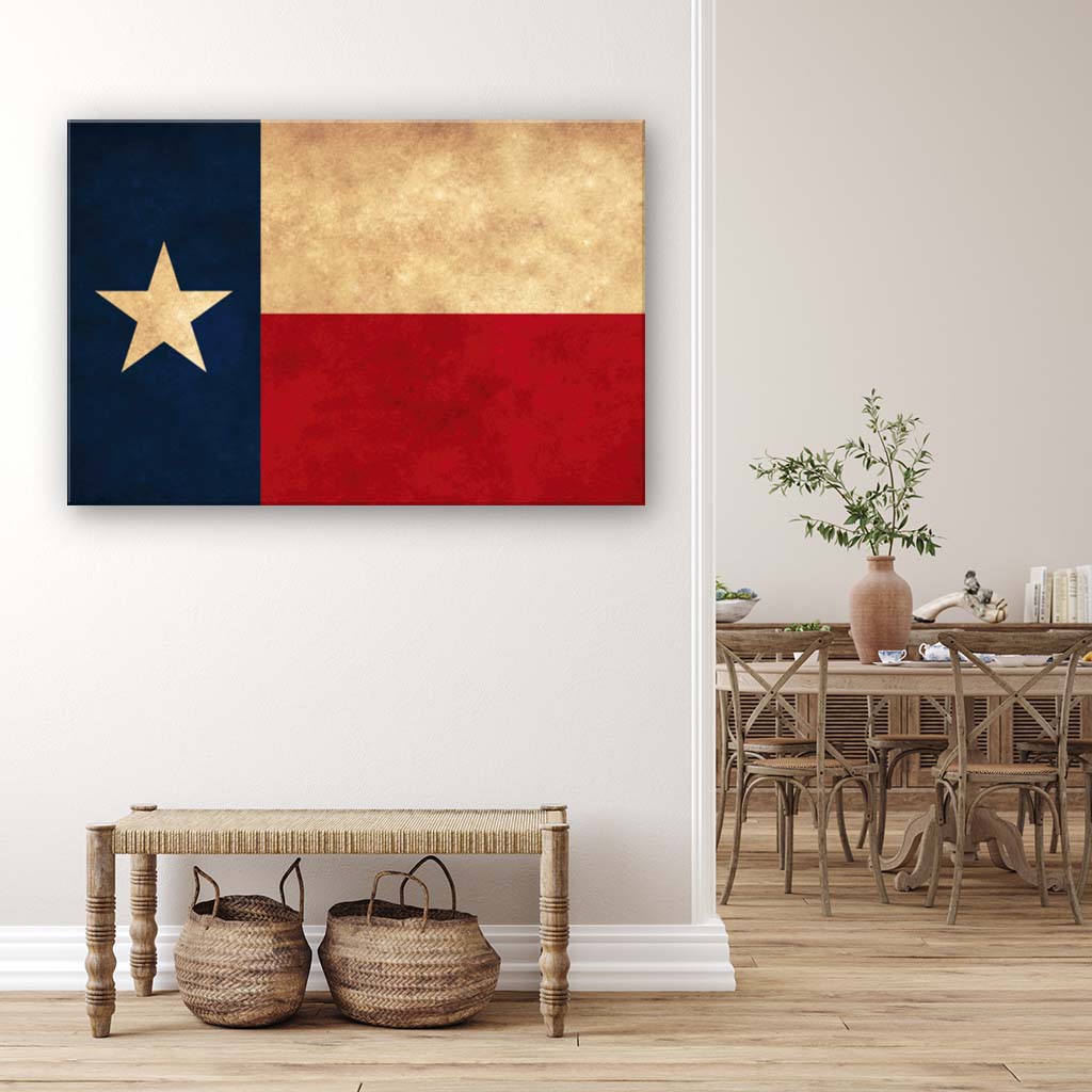 Distressed Texas Flag Canvas Wall Art Print