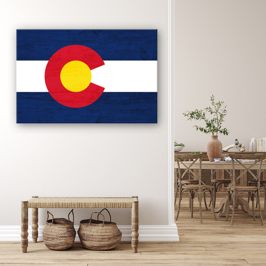 Rustic Colorado Canvas Flag Art Print