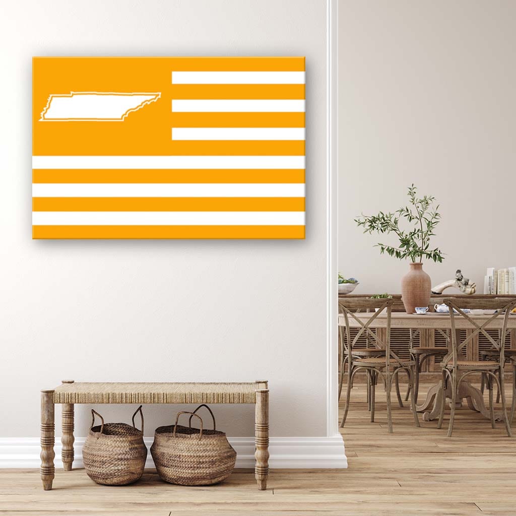 Orange and White Tennessee American Flag Canvas Wall Art Print