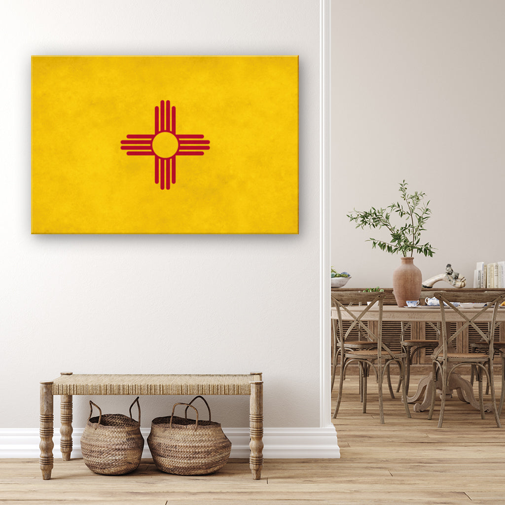 Distressed New Mexico Canvas Flag Art Print