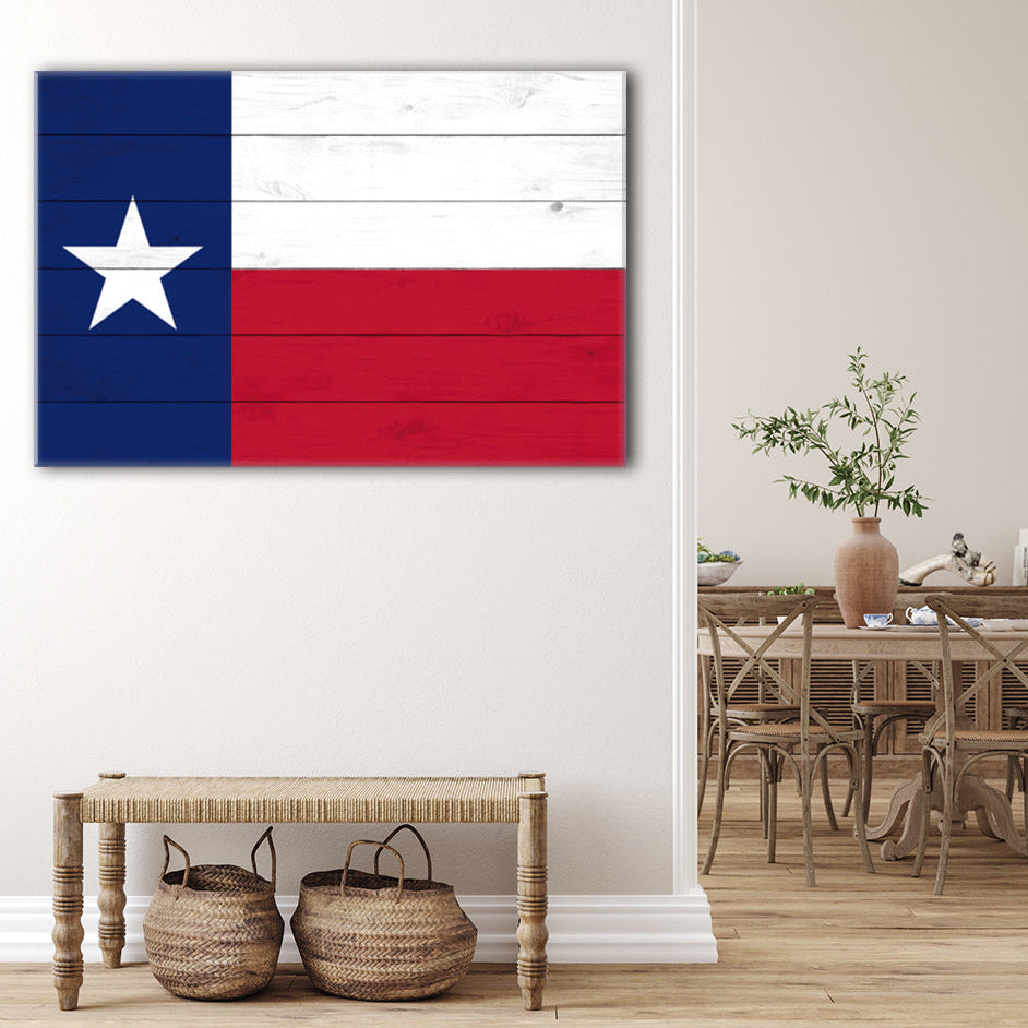 Wooden Blend Texas Flag Canvas Wall Art Print