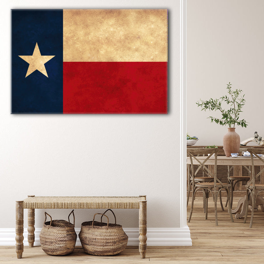 Distressed Texas Flag Canvas Wall Art Print