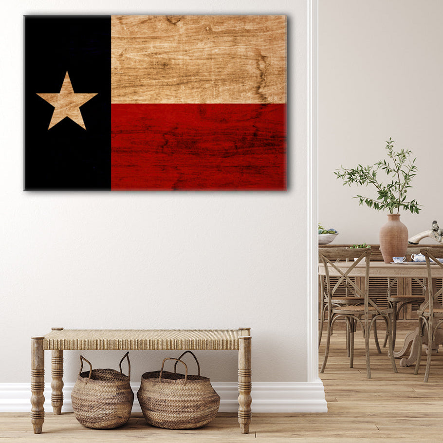 Rustic Texas Flag Canvas Wall Art Print