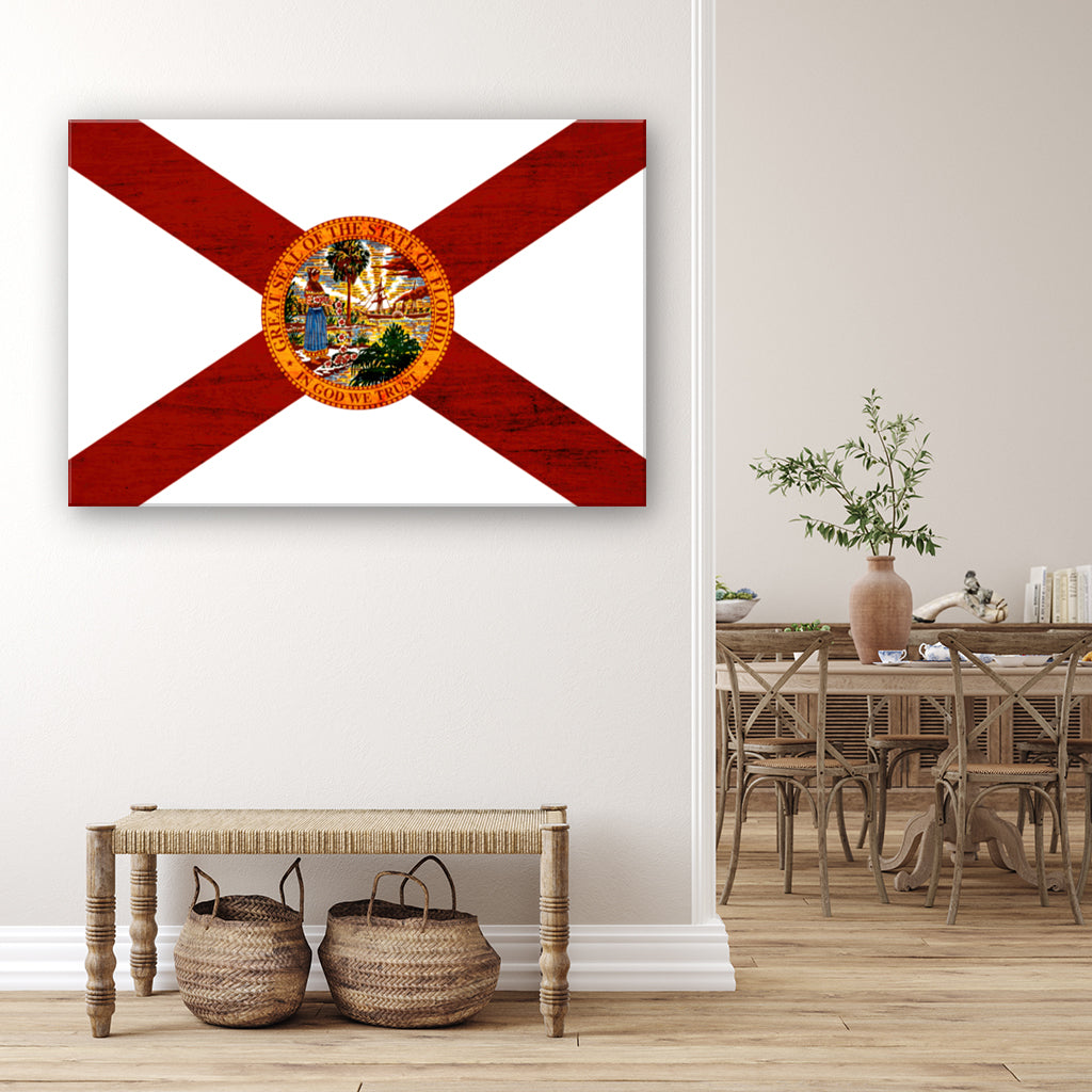 Rustic Florida Flag Canvas Art Print
