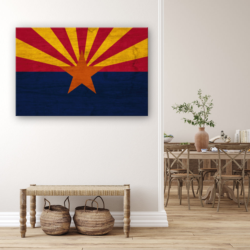 Rustic Arizona Canvas Flag Art Print