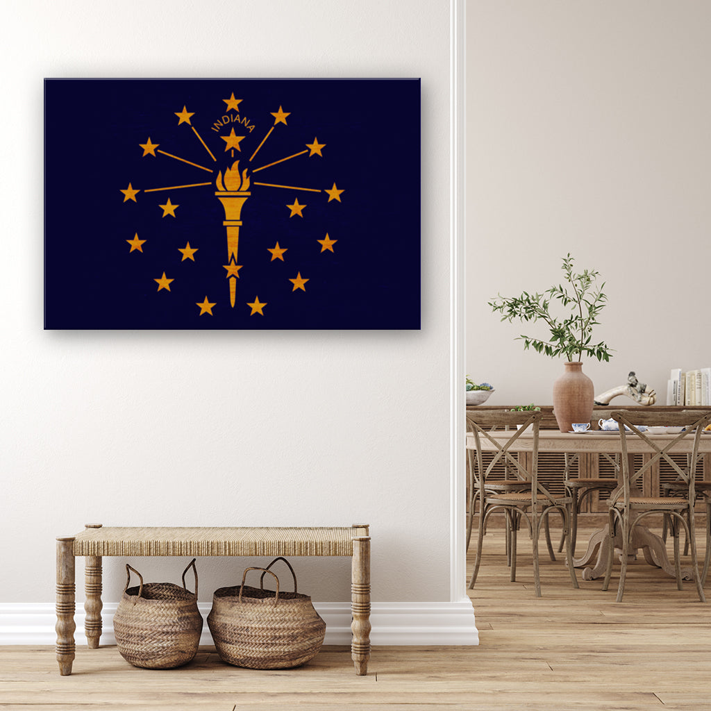 Rustic Indiana Flag Canvas Art Print