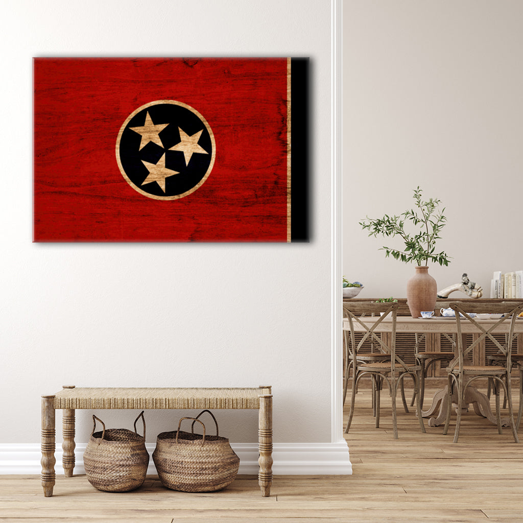 Rustic Tennessee Flag Canvas Wall Art Print