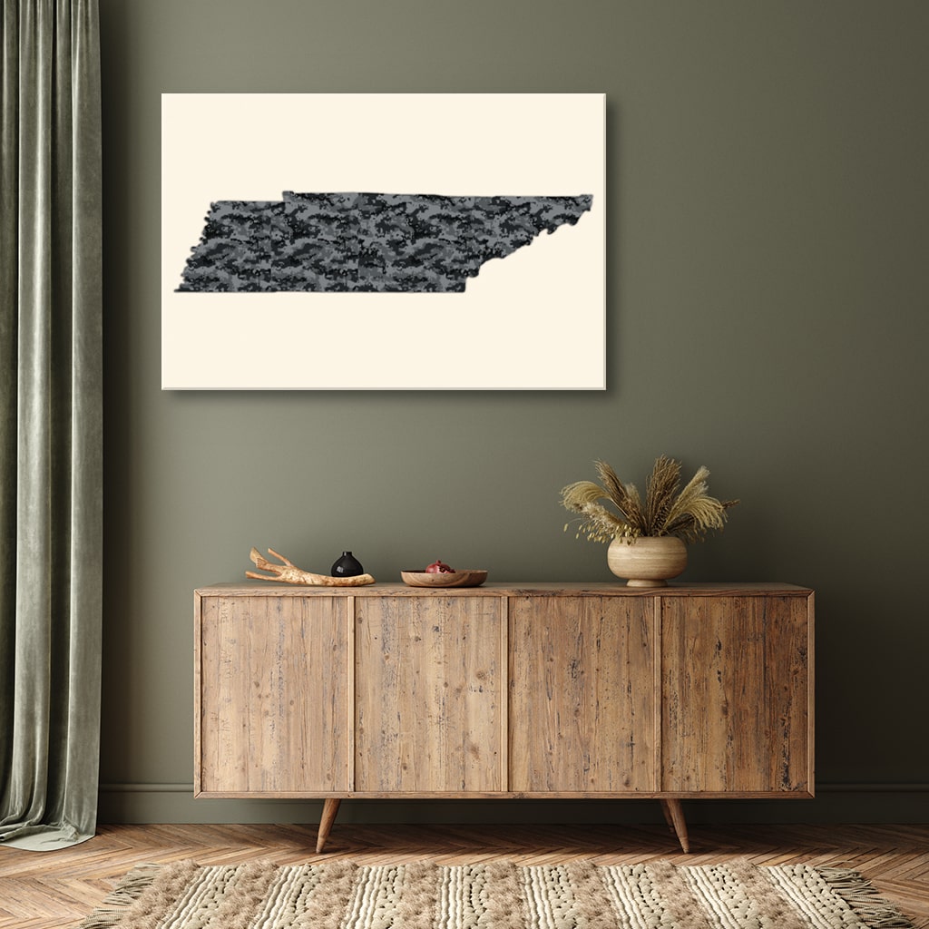 Tennessee Digital Camo Silhouette Canvas Wall Art Print
