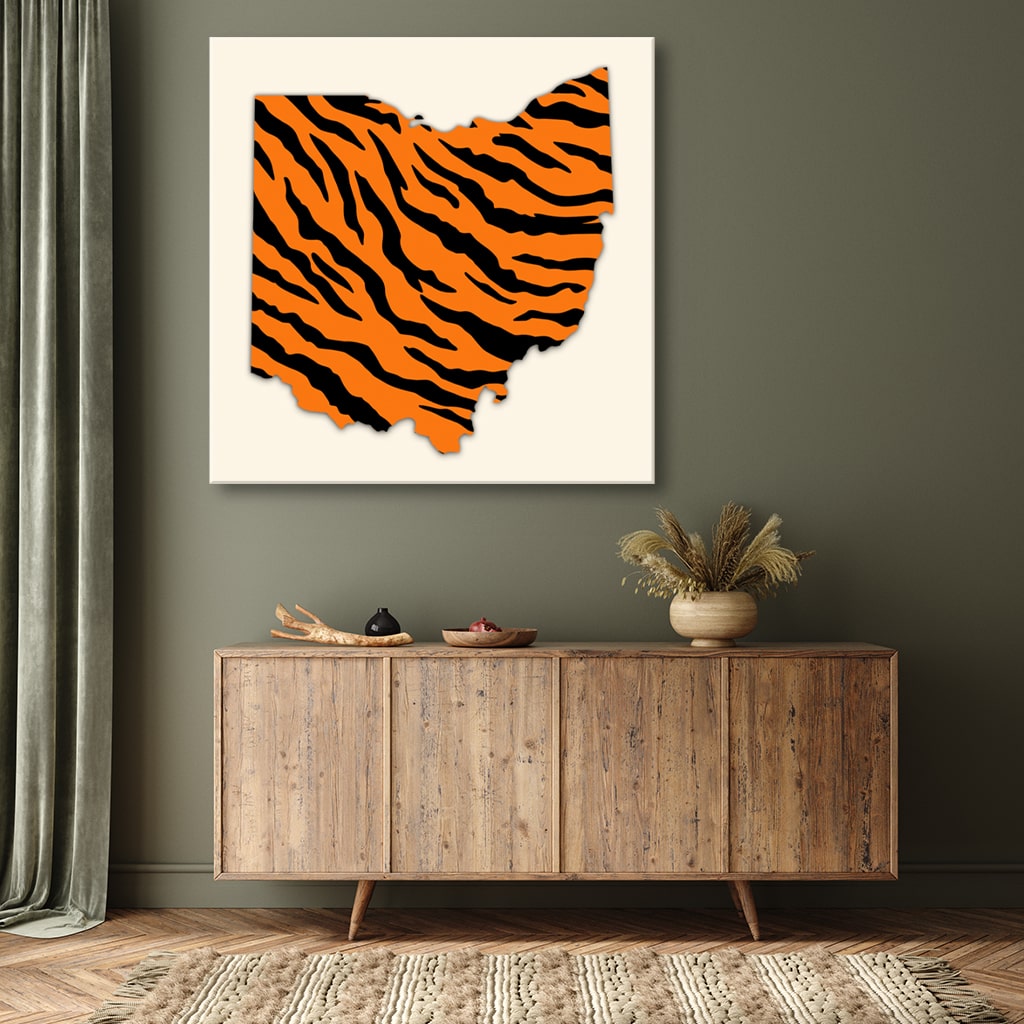 Ohio Tiger Stripe Silhouette Canvas Wall Art Print
