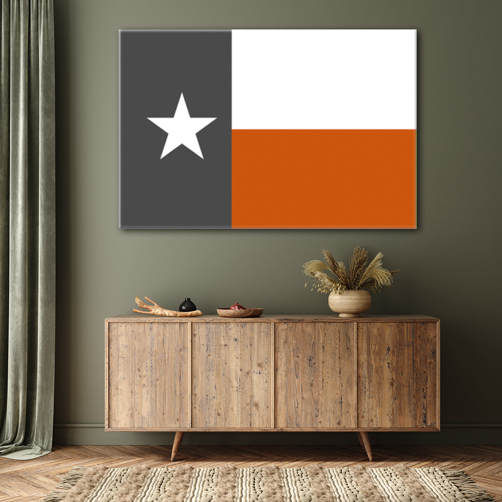 Burnt Orange and Gray Texas Flag Canvas Wall Art Print
