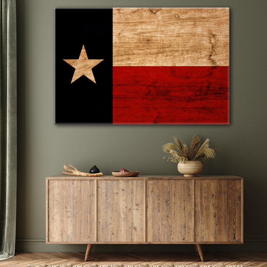Rustic Texas Flag Canvas Wall Art Print