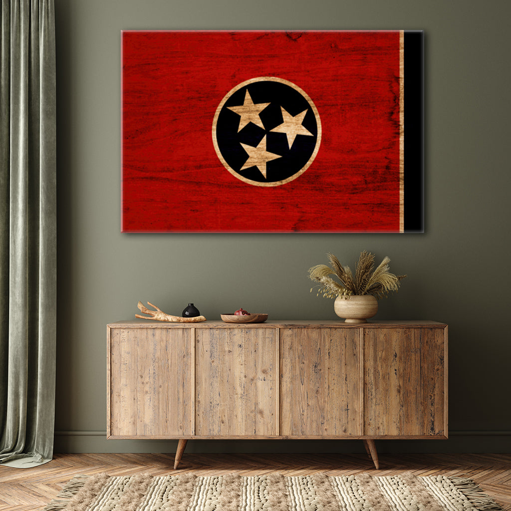 Rustic Tennessee Flag Canvas Wall Art Print