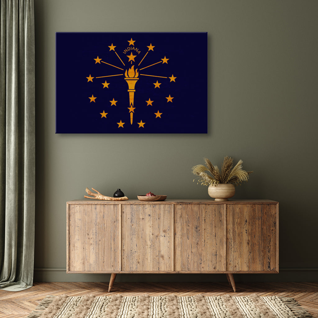 Rustic Indiana Flag Canvas Art Print