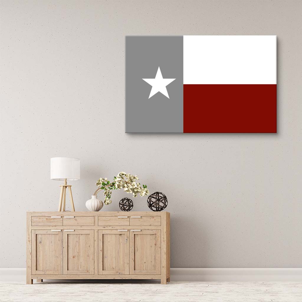 Maroon and White Texas Flag Canvas Wall Art Print
