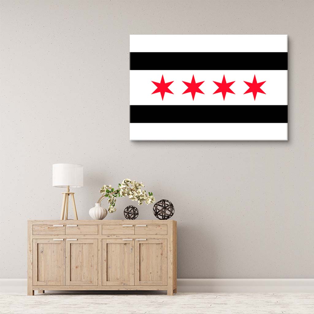 Black & Red Chicago Flag Canvas Wall Art Print