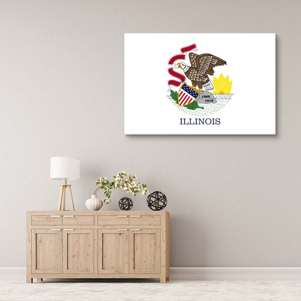 Illinois Flag Canvas Wall Art Print