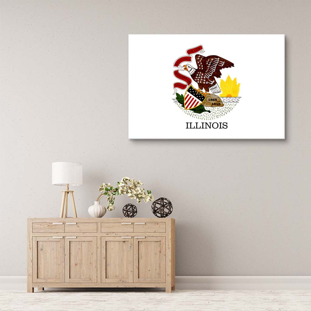 Rustic Illinois Flag Canvas Wall Art Print