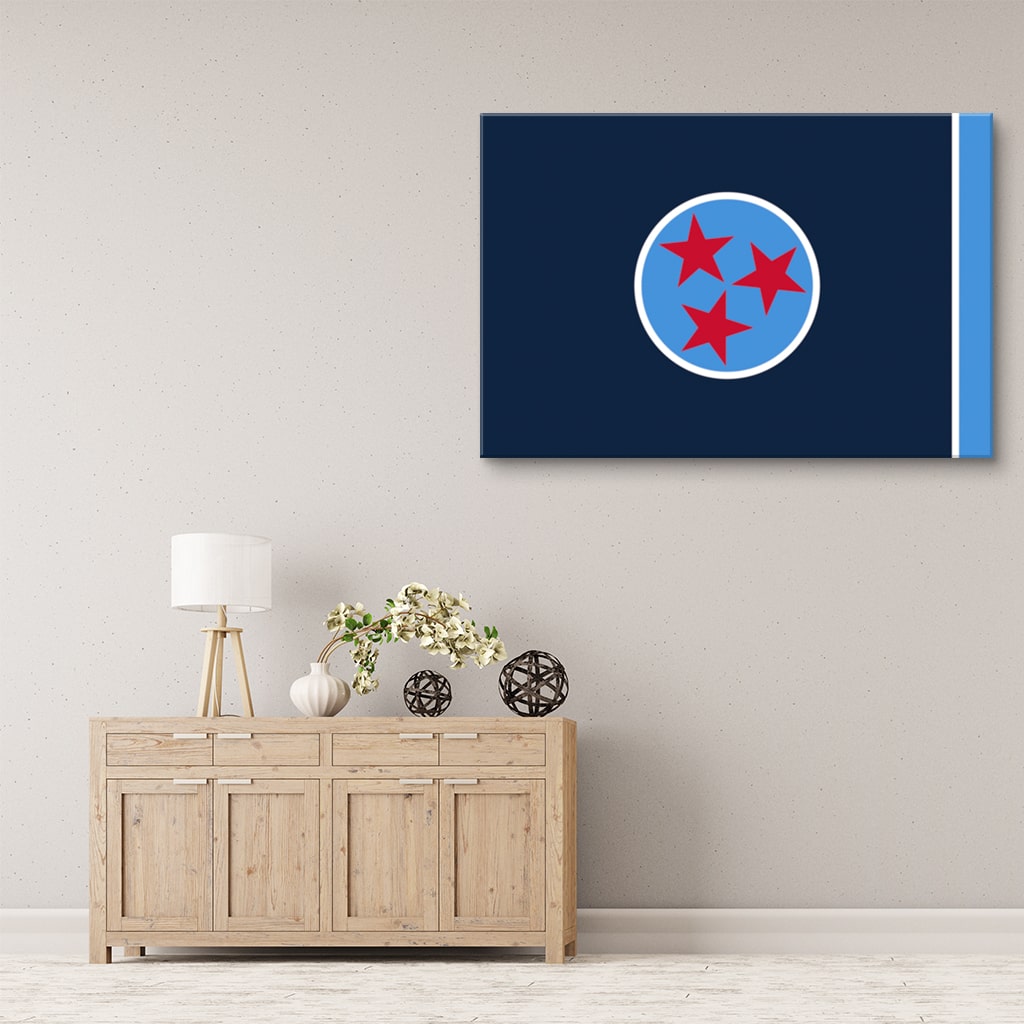 Navy & Teal Tennessee Flag Canvas Wall Art Print