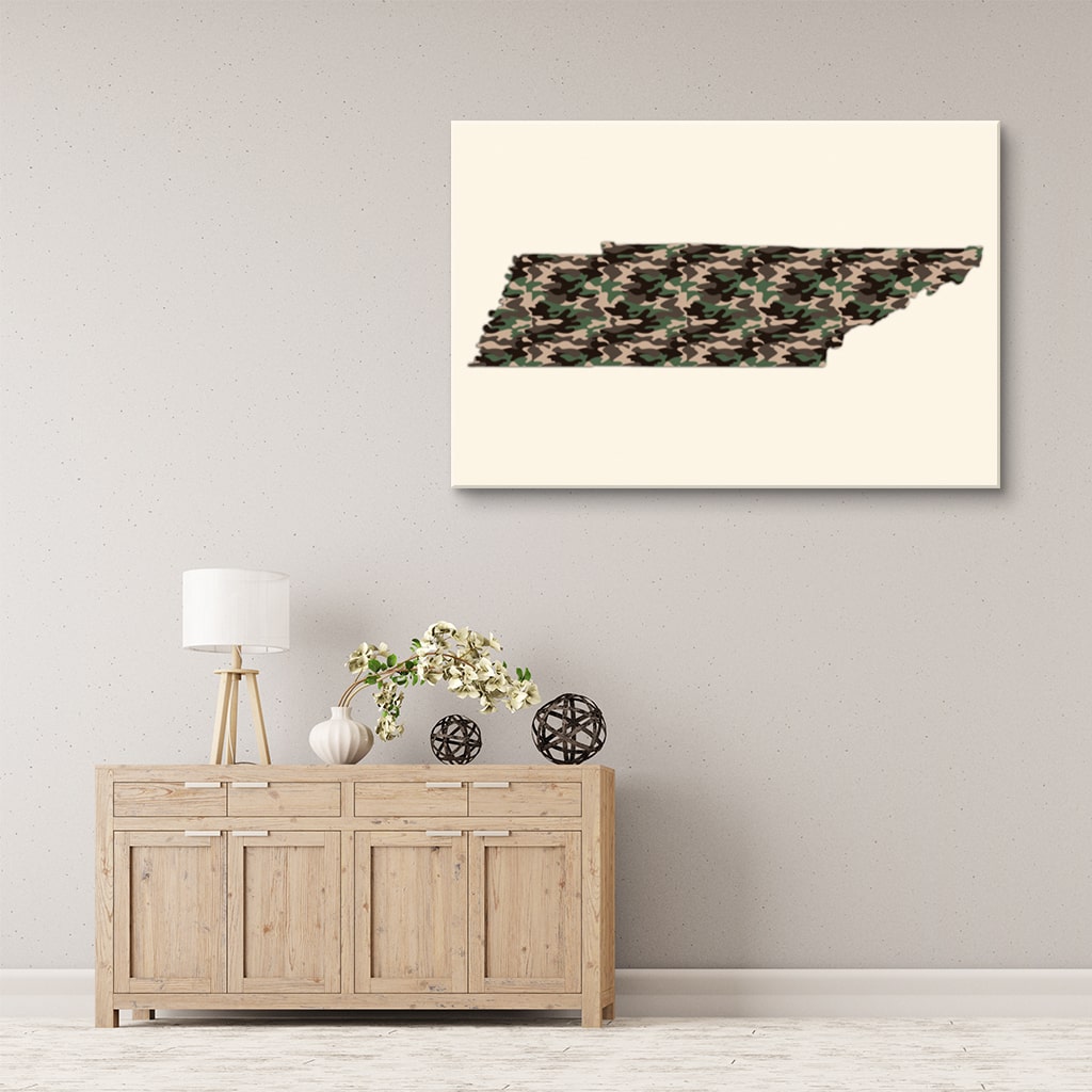 Tennessee Woodland Camo Silhouette Canvas Wall Art Print