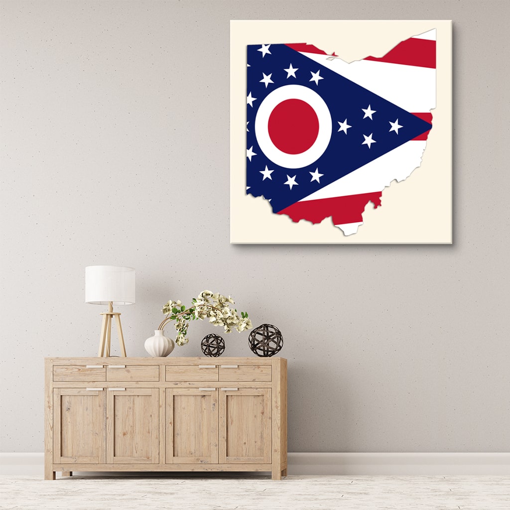 Ohio Flag Silhouette Canvas Wall Art Print