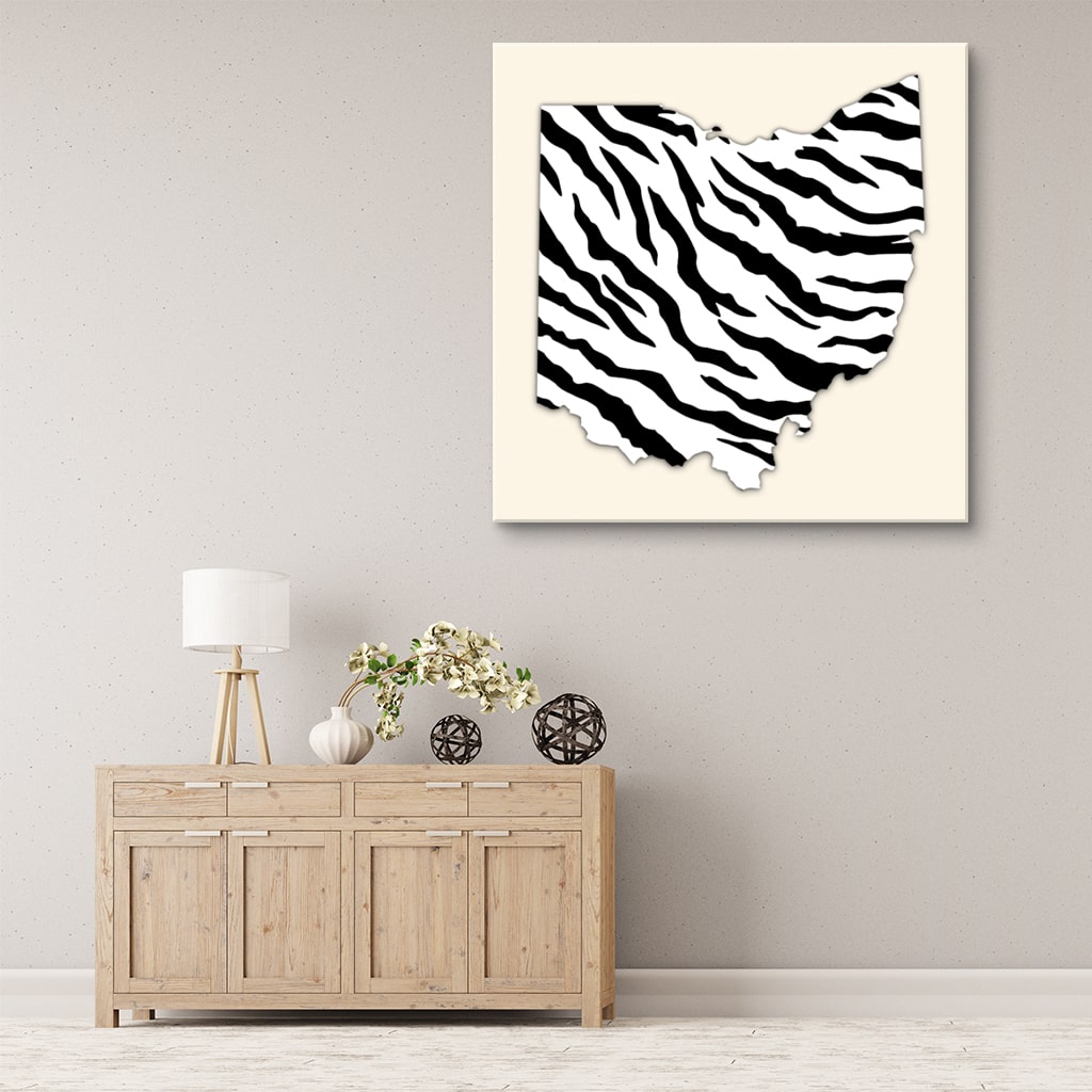 Ohio White Out Tiger Stripe Silhouette Canvas Wall Art Print