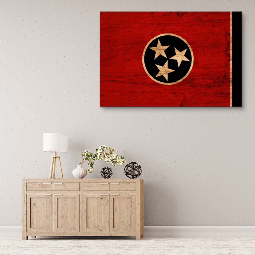 Rustic Tennessee Flag Canvas Wall Art Print