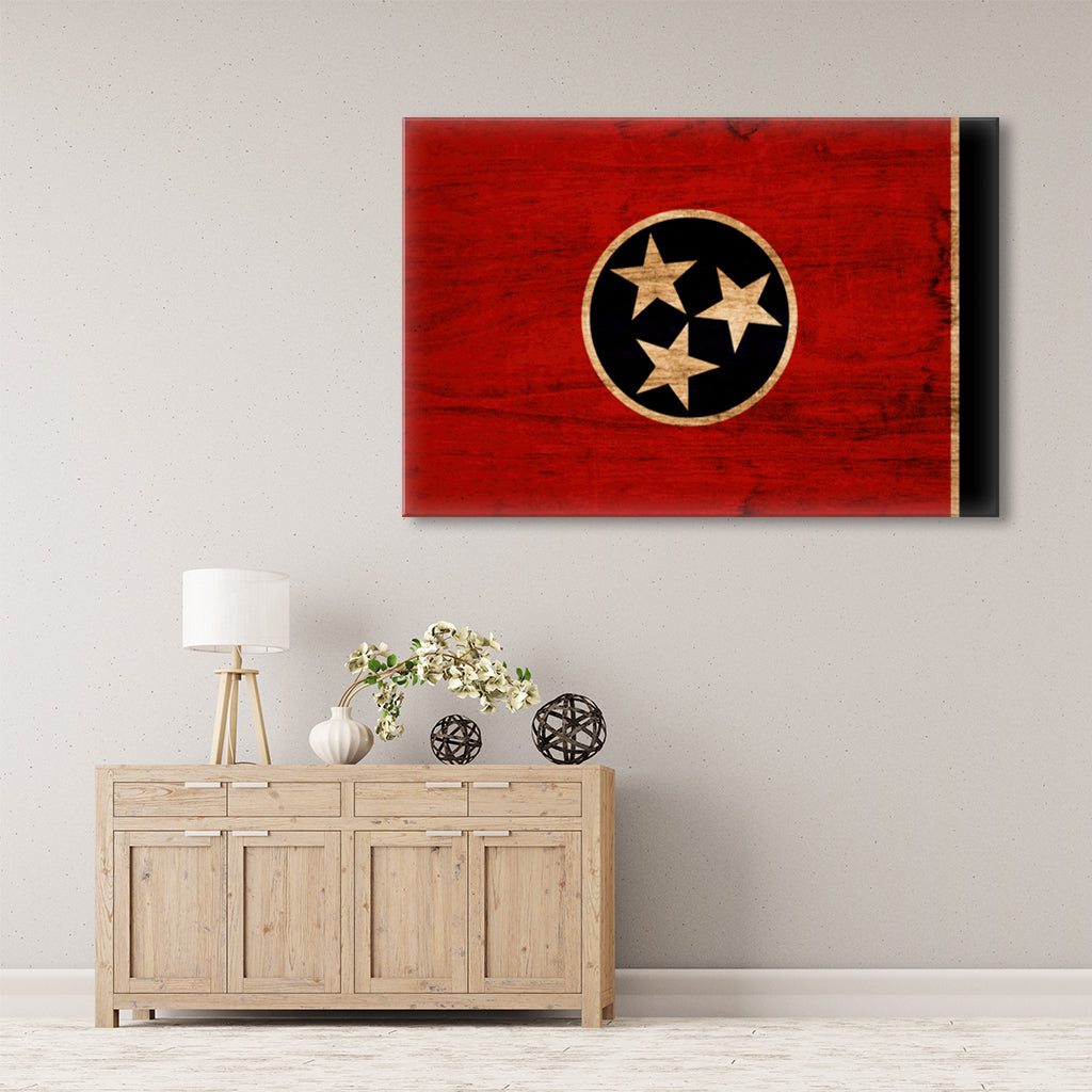 Rustic Tennessee Flag Canvas Wall Art Print
