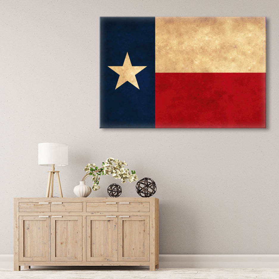 Distressed Texas Flag Canvas Wall Art Print