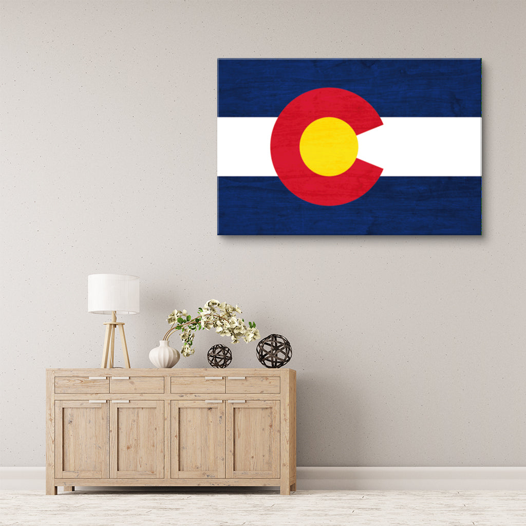 Rustic Colorado Canvas Flag Art Print